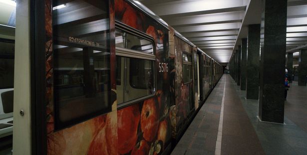 На «синей» ветке метро запустили поезд «Акварель» с новой экспозицией